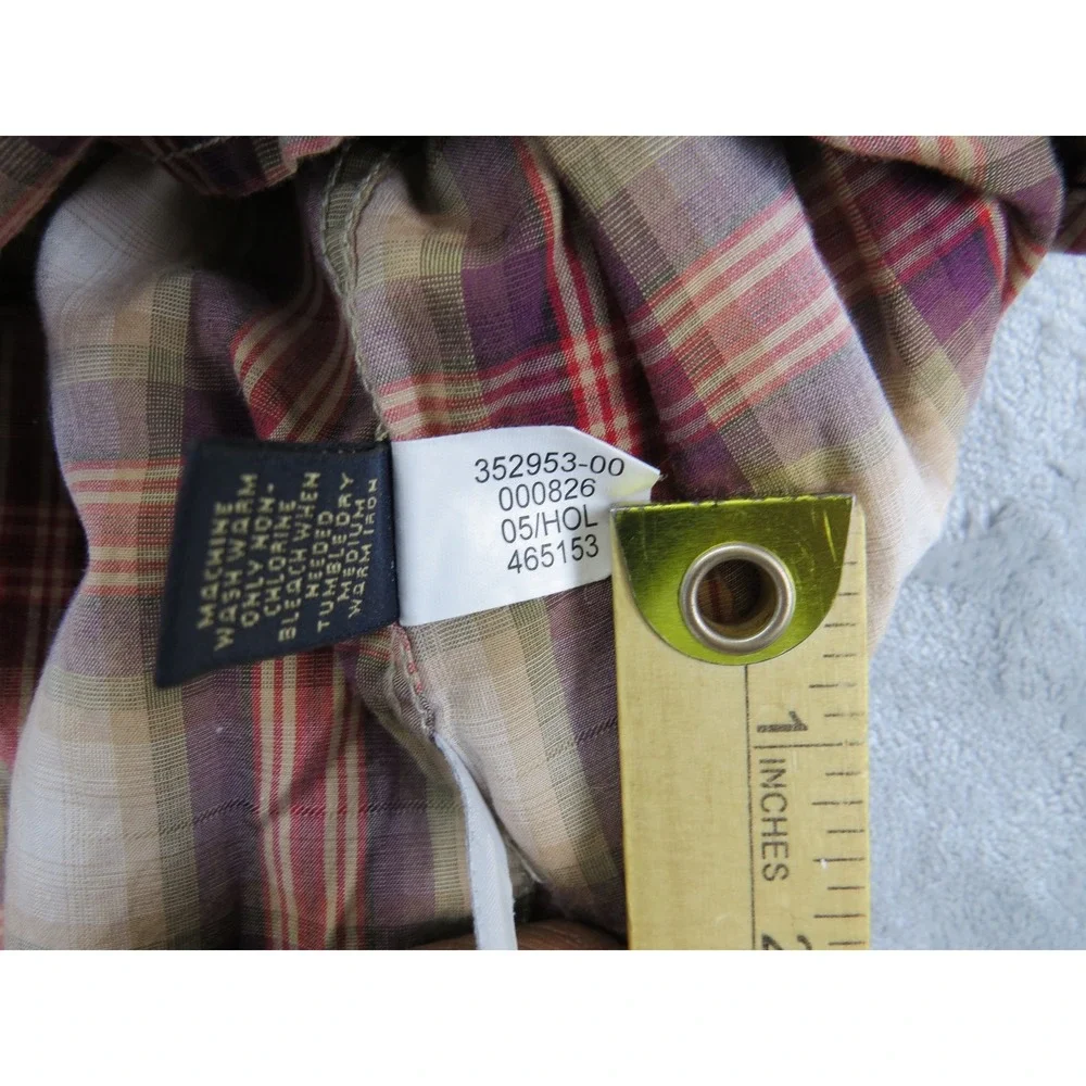 Banana‎ Republic Mens L Plaid Western Snap Shirt Ombre Shadow Plaid Cotton